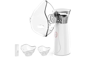 FORESTM Nebuliser Machine for Adults & Kids, Portable Handheld Inhaler, Ultrasonic Rechargeable Nebulizer with 2 Masks & Mouthpiece, Easy to Use & Clean, Silent Nebuliser for Home & Travel