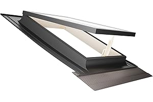 Emica - Claraboya abertura Vasistas en Aluminio | Línea Best Vidrio Aislante 4-9-4 | Tirador con 4 posiciones de apertura | Ventanas de Tejado (38x75 Base x Alto)