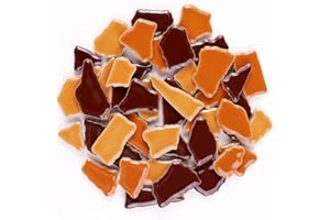 BUENOARTE Keramik-Mosaikfliesen, Glasmosaikfliesen, unregelmäßige Porzellanfliesen, Mosaik-Bastelset, zerbrochene Keramikstücke, Zubehör für DIY-Mosaikherstellung, Kunsthandwerk für Erwachsene, Beige