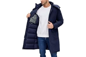 TOMEEK Chaqueta Hombre Invierno Abrigo Largo Hombre Cálido Acolchada con Capucha Cremallera Parka Casual Chaquetas Cazadora Viento Abrigos Coat Chaquetón con Bolsillos