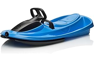 NETSPORTIQUE Lenkschlitten - Farbe auswählbar - Lenkbob - Mit Zugseil + Bremse - Ideal, um die Rodelbahn voll Speed runter zu Fahren !