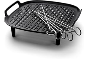 ‎PHILIPS DOMESTIC APPLIANCES Philips Airfryer Zubehör für 7.2L Heißluftfritteuse, Grill-Kit, Grillplatte und 6 Spieße, HD9959/00