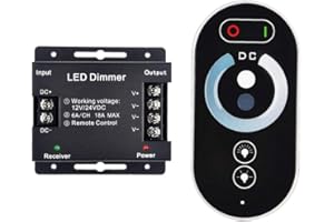 INHDBOX Ściemniacz LED 12 V/24 V, bezstopniowy ściemniacz dotykowy z pilotem LED, ściemniacz, sterowanie ściemniaczem, regulator do 18 A, kontroler do taśm LED i wszystkich ściemnianych lamp LED 12