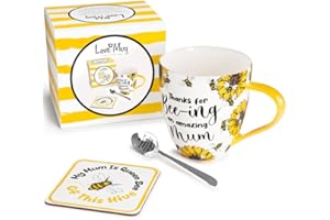 Love Mug®: A Heartfelt Gift for Your Mum, Perfect for Mother's Day. Featuring A Beautiful Mug with A Printed Message Inside, A Coaster and an Engraved Teaspoon. Award Winning UK Retailer