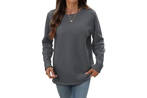 Aisprts Sweat Polaire Femme sans Capuche Sweatshirt Hiver en Molleton Sherpa, Haut Thermique à Manches Longues et Col Rond pour Maison et Extérieur