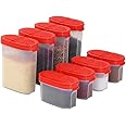 Plastic Spice Containers – Spice Jar Set 8 Pack, 4 Mini, 4 Large – Spice Jars to Store Spices, Herbs, Marinade, Sugar, Salt, Pepper – Refillable Airtight Small Spice Jars with 2 Way Lids