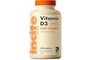 INCITE NUTRITION Vitamin D3 4000 IU - 400 High Strength Vitamin D Tablets (1+ Year Supply) - Vegetarian - Immune System Booster - Gluten Free - Vitamin D Supplements - Made in The UK