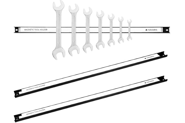 Navaris 3x barre magnétique pour outils - Baguette aimantée accroche murale divers outils - Rangement outillage maison garage atelier 60 x 2,3 cm