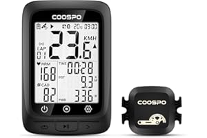 COOSPO BC107 GPS Bike Computer Ant+/ BLE5.0, Wireless Bike Computer IP67 Waterproof 2.4 Inches Backlit Autonomy Screen