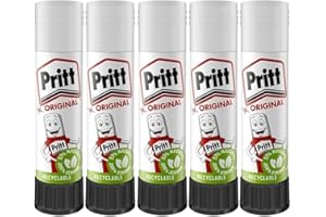 ZYBUX - PRITT Glue Sticks (5 Pack, 11g) - 90% Natural, Strong Hold, Child-Friendly Adhesive for Home, School, Office, and Crafts