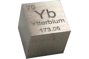 TIHONORI Ytterbiumwürfel – 10 mm große Würfel aus reinen Metallelementen – lasergraviertes Würfelset mit hoher Dichte für eine Sammlung des Periodensystems der Elemente, Ytterbium
