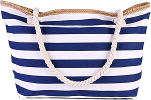 Cleminsta Sac de Plage Extra Large Sac de Voyage Femme avec Fermeture éclair et Poches intérieures, Grande Sac de Plage Femme Pliable Cabas Plage pour Voyage de Vacances Quotidien