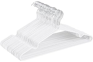 HOUSE DAY Metalowe wieszaki, wieszaki na koszule, wieszaki druciane, 42 cm, mocne antypoślizgowe wieszaki, oszczędzające miejsce, powlekane gumą, wieszaki o dużej wytrzymałości, zestaw 40 sztuk, kolor biały
