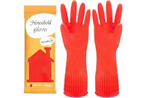 YONG-SHENG Cleaning Glove, Kitchen Dishwashing Glove, Heavy Duty Rubber Gloves, Waterproof Gloves, Non-slip and Corrosion-Resistant, Suitable for Housework Cleaning (Red, M)
