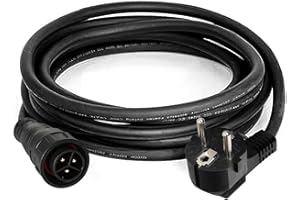 DEWIN AC Netzkabel, 5m Solar Photovoltaik Mikro Wechselrichter AC Netzkabel Verlängerungskabel Balkonkraftwerk für WVC 600/700/1200/1400/1600W Wechselrichter 3 x 1,5 mm² EU Stecker