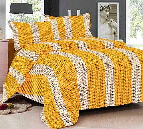 Prisha Yellow And White Royal Double Bed Sheet With Two Pillow Covers RS.690 (54.00% Off) - Amazon
