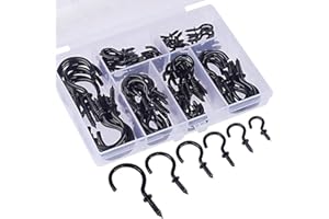 BHGYTEC 75 Pezzi Ganci a Vite 6 Taglie, Ganci da Soffitto in Metallo, ganci da muro per legno, gancio lampadario, per Appendere Vasi di Fiori, Lanterne, Tazza da tè, Decorazioni Natalizie, Campanelli a Vento