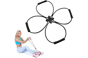 Naapesi Women's Pilates Coreplus Reformer Kit Pilates Band with 4 Rings Fitness Equipment for Muscle Building & Flexibility (Black)