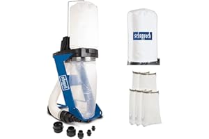 Scheppach DC500 Extraction System Set with 4 Piece Adapter Set | 5 Chip Bags & 1 Filter Bag | 550 W Power | 75 L Collection Bag | Suction Pipe Diameter 100 mm | Air Output 1150 m3/h | Hose Length 2000