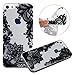 Produktbild kompatibel mit iPhone SE Hülle,iPhone 5S Hülle,Crystal Clear Transparent Handyhülle TPU Silikon Backcover Case Schwarze Blumen Muster Schutz HandyHülle Tasche Hülle für iPhone SE/5/5S