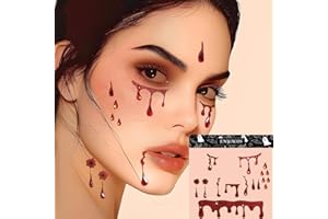 ENYACOS ENYAOS Halloween vampire makeup stickers, glitter blood stickers, vampire costume accessories for women, blood tattoos temporary vampire, Dracula blood face stickers (A)
