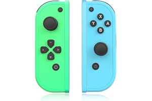 Vinkarpe Manette Switch, Paire de Manettes sans fil Remplacement L/R pour Switch/OLED/Lite avec Double Vibration/Gyroscope 6 Axes/Wake-up/Screenshot, Plug and Play