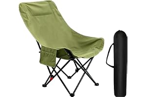 Campingstol högryggstöd, vikbar fällstol med 4 fack justerbart ryggstöd upp till 135°, kan belastas upp till 150 kg, lätt cam