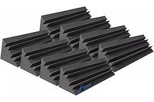 Arrowzoom 8 Panneaux Acoustiques Absorbeur de basse de graves Piège Bass Traps 12x12x48cm Bassabsorber éliminer les ondes stationnaires Correction Acoustique Isolation Sonore Ignifuge Noir 1138