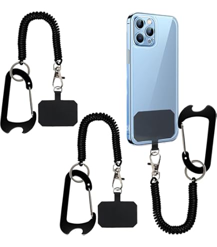 LunarCharm - Cordon Anti-vol Pour Téléphone - 2 Pièces - Noir - Pour Randonnée, Escalade, Vélo - Compatible Avec La Plupart Des Smartphones