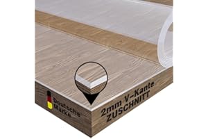 ‎NURPELLE NURPELLE Transparente 2 mm Tischfolie mit abgeschrägter Kante - Versch. Größen/Wunschmaß - durchsichtige Tischdecke Tischschutz Glasklar Folie aus PVC (Breite 90 x Länge 180 cm)