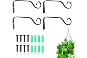 GUKASXI Confezione da 4 ganci per appendere alla parete Ganci Staffa per Piante, Sospeso Staffe per Fiori Gancio, in ferro battuto e in metallo, per mangiatoie per uccelli, piante, lanterne, campane a vento