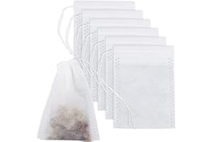 SZCXDKJ 100 Pcs Reusable Tea Bags 9 x 7 cm Empty Tea Bags with Drawstring, Tea Filter Loose Tea Infuser for Tea Spice