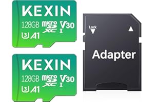 KEXIN Micro SD Card 128GB 2 Pack MicroSDXC Memory Card, 4K UHD Video, Urveillance Security Cam Action Camera Drone Professional, 100MB/s Micro SDXC UHS-I A1 Class 10 U3 128 GB Microsd Card