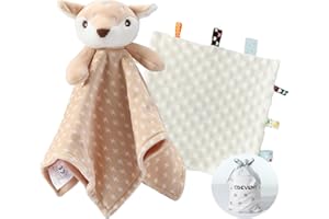 CREVENT Mantas de Seguridad de Cara de Animal Suave para niños y niñas, Gran Regalo para cumpleaños y Baby Shower (Ciervo + Etiqueta)