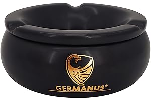 GERMANUS Posacenere per sigarette o sigari, rotondo, 15 cm, colore nero
