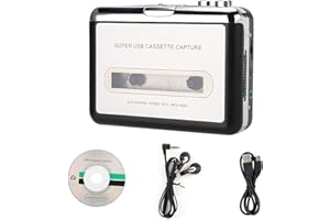 GARSENT Lecteur de Cassette USB convertisseur de Bande en MP3, Portable de Lecteur de Musique avec Écouteurs, pour Convertir des Cassettes en MP3 Numérique Via USB