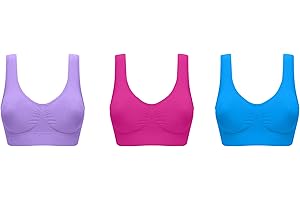 UtopyaUK 3 Pack Comfort Bra Padded Women Girls Crop Top with Pads Seamless Sleep Yoga Bralette Leisure Stretch Sports Vest Wide Straps Value Pack