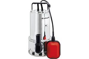 Einhell Pompe d’évacuation pour eaux chargées GC-DP 1020 N (1000 W, Profondeur d'immersion 5 m, Câble d‘alimentation 10 m, Corps en INOX, Livrée avec jeu d'adaptateurs universel)