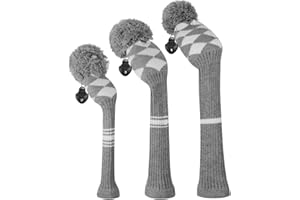 Scott Edward Set di 3 coperture per mazze da golf in maglia per driver Fairway Wood & Hybrid con etichetta con numero rotante