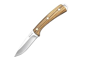 Harnds Cheetah Fixed Blade Nóż ze stalowym ostrzem 8Cr14MoV, uchwyt z drewna Zebra, skórzana osłona