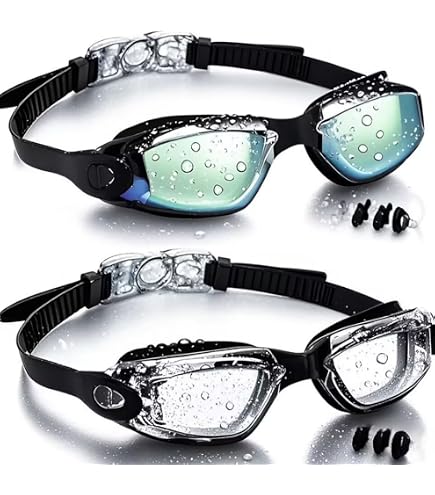 Lunettes De Natation Hippodance - Verres Polarisés Anti-buée, UV, Joint Double Silicone, Réglables, Avec étui Et Bouchons D'oreilles
