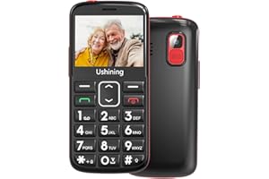 USHINING GSM Seniorenhandy ohne Vertrag, Großtasten Handy für Senioren mit 2,4 Zoll Farbdisplay, Dual SIM, SOS Notruftaste, Kamera, FM-Radio, Wecker, 1000 mAh Akku Lange Standby Zeit (Schwarz)
