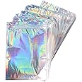 100 Pieces Resealable Mylar Zip Lock Bags Rainbow Flat Foil Pouches Smell Proof Food Storage Gift Package Supplies