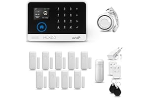 HUXGO® HXA003 Funk Alarmanlage Set WiFi + GSM mit Sirene | Alarm System mit Bewegungsmelder, 9X Tür- Fenstersensor, Fernbedienung | Wohnmobil Alarmanlage | Smart Home Security