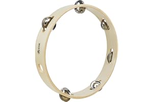 A-Star Tambourin sans tête en bois de 10 pouces/25 cm, rangée traditionnelle de clochettes à un seul jingle