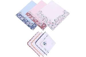 HDGSAFD 6 Stück Blumentaschentücher, Bedruckte Baumwolltaschentücher, Damentaschentücher, Weiche Vintage-Taschentücher, Praktische Einstecktücher