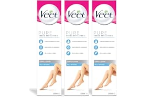 Veet Crema Depilatoria Pelli Sensibili 200ml x3, per Gambe, Braccia, Ascelle e Zona Bikini, 600 ml, Maxi formato