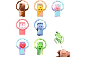 SAVITA 7pcs Data Cable Protector, Silicone Cord Saver Cute Silicone Data Cable Winder 2 In 1 Data Cable Protector Anti-Break Data Cable Protective Cover for the Apple Charging Cable (Cartoon Style)