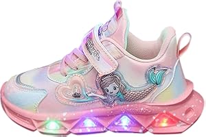 LUCKYWAQNG Sneaker Glitzer Mädchen Kinder Sportschuhe Mit Lichtern Atmungsaktive Prinzessin Leichte Lässige Beleuchtung Nachtschuhe Licht Schuhe Mit Weichen Sohlen Mit Hakenschlaufe Leuchtende Sneaker