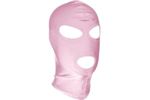 FAKEFACE Black Full Cover Hood Mask Elastic Breathable Open Eyes and Mouth Head Cover Mask Unisex for Adult Couple Games Role Play Halloween Costume Outdoor Sun Protection Balaclava